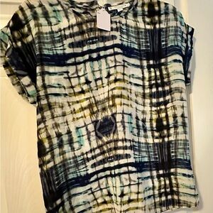 Piperlime Blue and Green Patterned Top